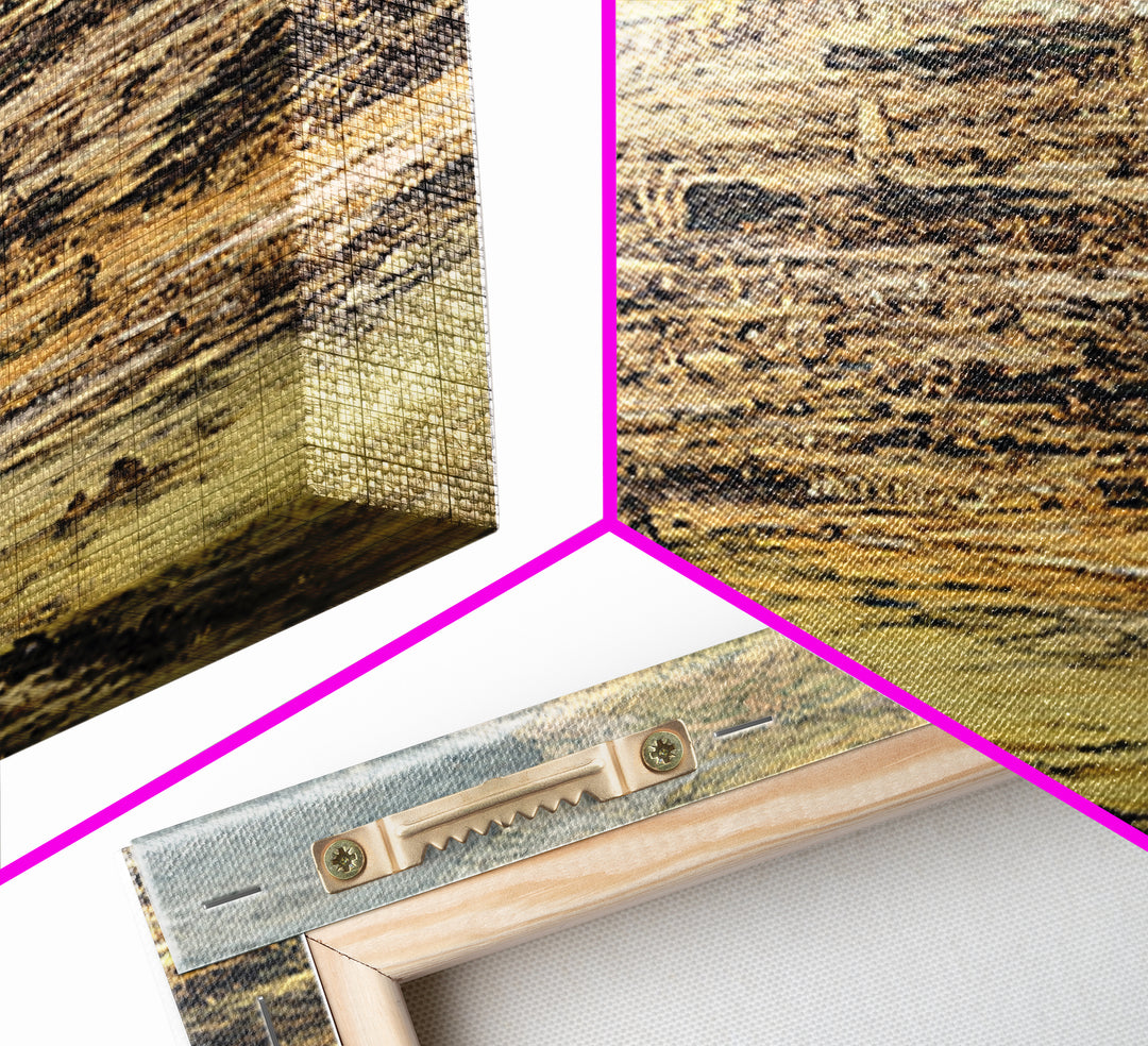 Ochre Abstract River City Wall Art, Modern African Art, Textured Skyline Painting, Large Canvas Wall Decor For Office Art