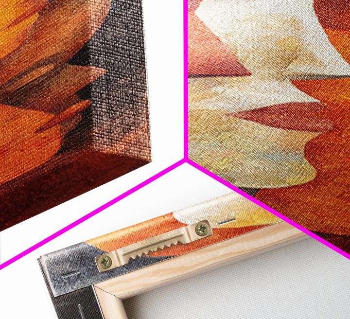 Layered African Mask Profiles In Gold And Rust Canvas Print, Abstract African Art, Tribal Portrait, Cultural Wall Decor Gift