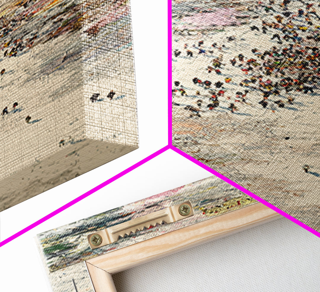 Abstract Crowd River Scene With Tiny Figures Wall Art, Modern African Art Print, Textured City Movement Home Decor Gift Idea