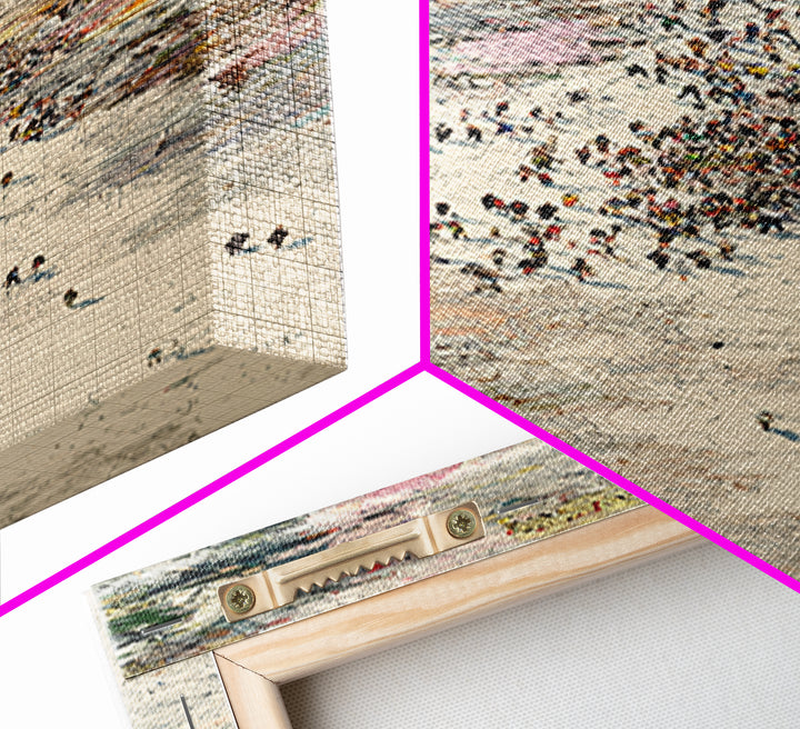 Abstract Crowd River Scene With Tiny Figures Wall Art, Modern African Art Print, Textured City Movement Home Decor Gift Idea