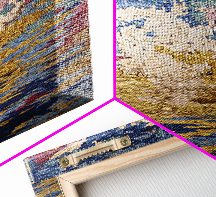 Colorful Abstract Water Reflection Wall Art, Modern African Inspired Decor, Textured Canvas Style, Dreamy Living Room Art