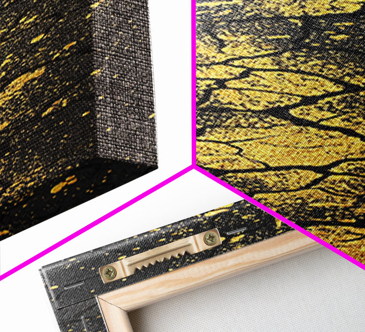 Cracked Black Stone With Gold Vein Wall Art, Abstract African Art Print, Luxury Canvas Decor, Earth Tone Home Decor Gift