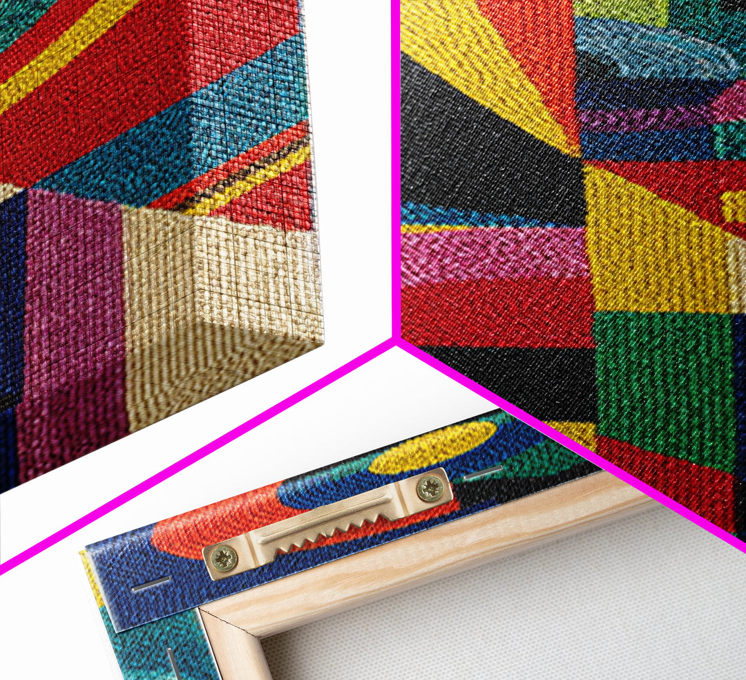 Vibrant Geometric Shapes And Circles Canvas Print, Modern African Abstract Wall Art, Colorful Home Decor, Statement Gift