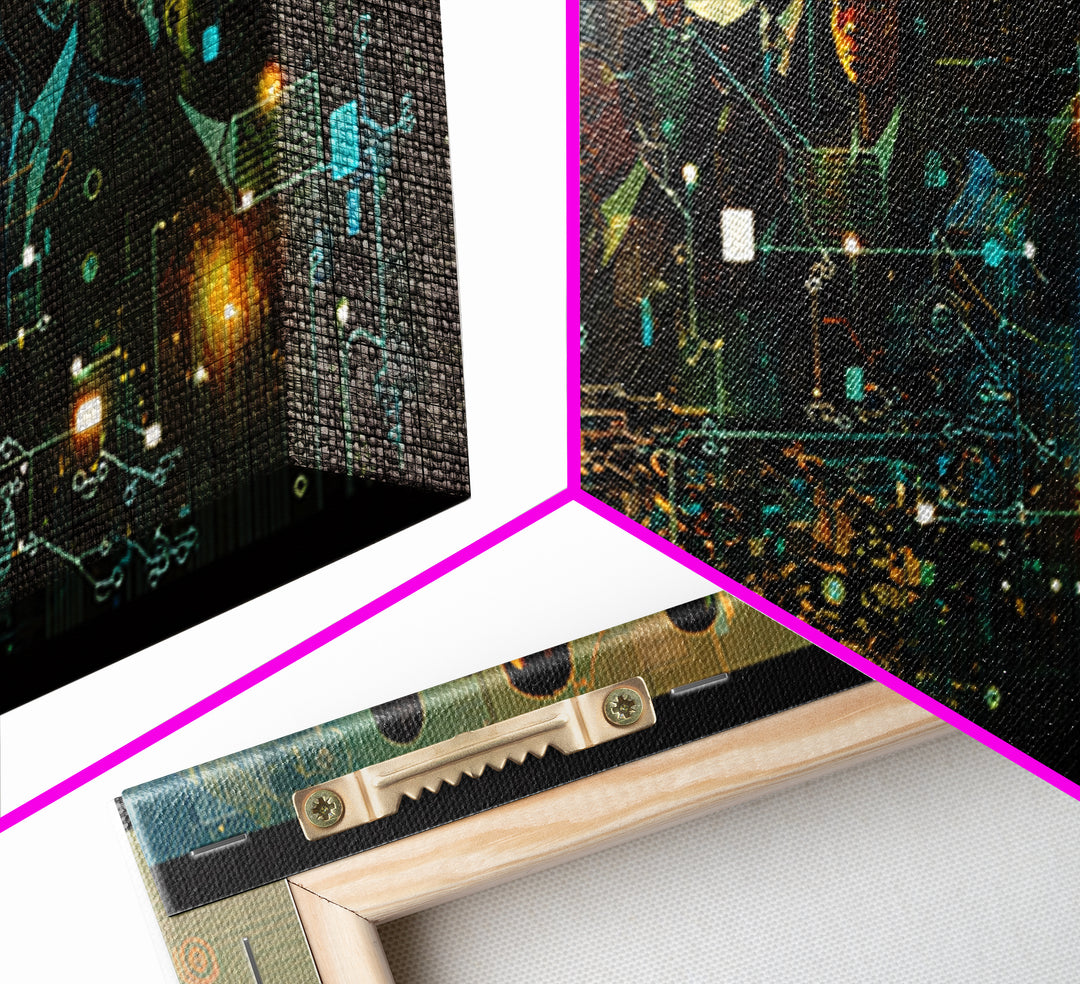 Afrofuturist Black Leaders In Digital City Wall Art, African American Tech Portrait, Futuristic Office Decor Print Canvas Gift