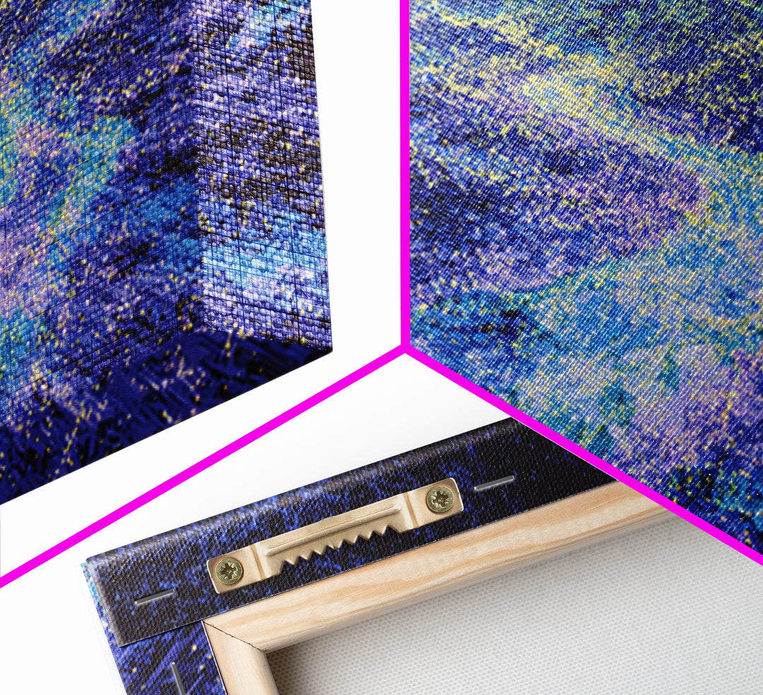 Blue Data Wave Galaxy Abstract Canvas Print, Modern Digital Wall Art, Electric Ocean Energy Decor For Office Bedroom Gift