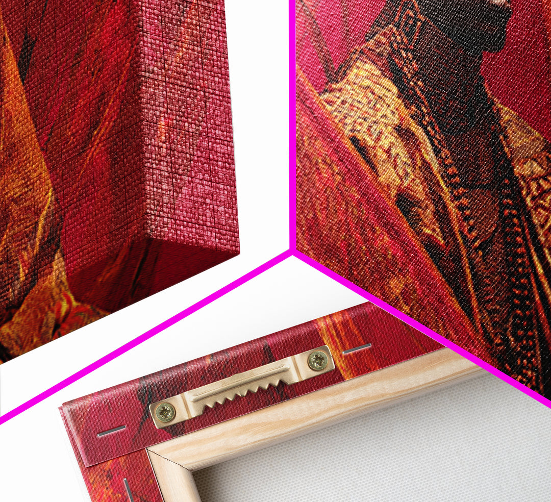 Regal African Man In Red Fabric Wall Art, Contemporary Portrait, Afrocentric Fashion Canvas Print, Bold Home Decor Gift For Him