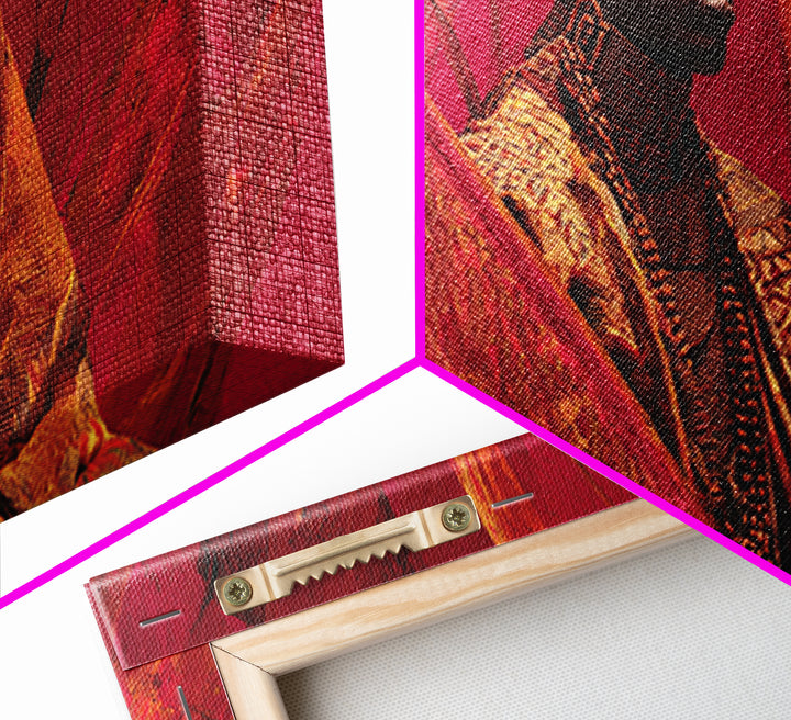 Regal African Man In Red Fabric Wall Art, Contemporary Portrait, Afrocentric Fashion Canvas Print, Bold Home Decor Gift For Him
