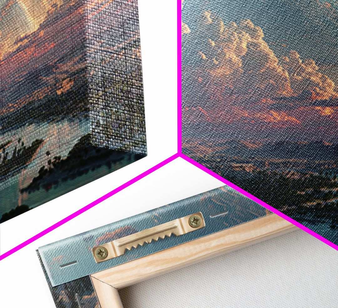 Epic African River Valley At Sunrise Wall Art, Afrofuturism Landscape, Dreamy Nature Scene Canvas Print, Large Decor Gift