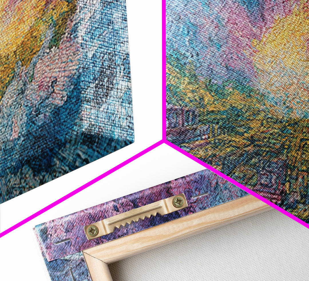 Colorful Canyon Sunset Over Rugged Cliffs Wall Art, Abstract Landscape Canvas Print, Dreamy Nature Scene Home Decor Gift