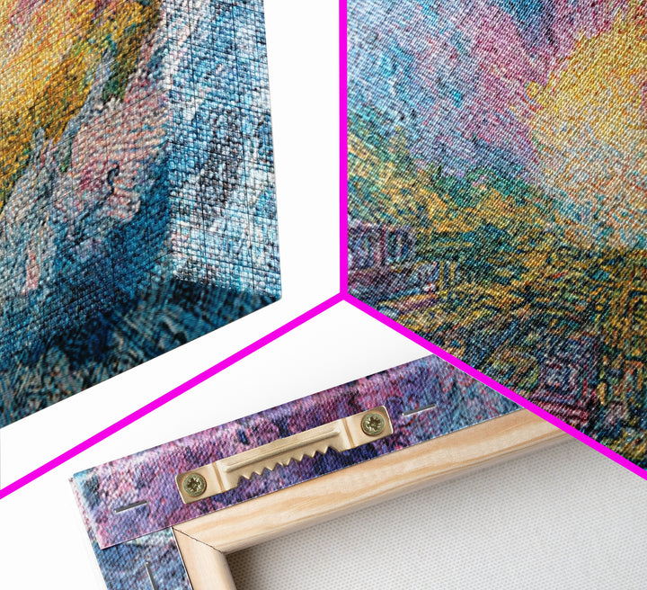 Colorful Canyon Sunset Over Rugged Cliffs Wall Art, Abstract Landscape Canvas Print, Dreamy Nature Scene Home Decor Gift
