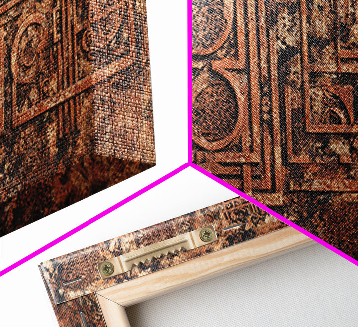 Rust Copper Geometric Tribal Texture Wall Art, Abstract African Inspired Canvas Print, Earth Tone Modern Home Decor Artwork