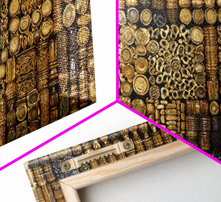 Gold African Bead Mosaic Wall Art, Afrocentric Decor Canvas Print, Tribal Jewelry Pattern, Black Gold Luxury Home Decor Gift