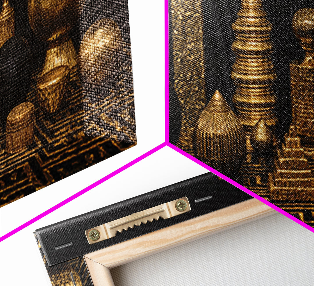 Gold Tribal Sculpture Still Life Wall Art, African Art Decor Canvas Print, Black Gold Luxury Canvas, Statement Home Decor