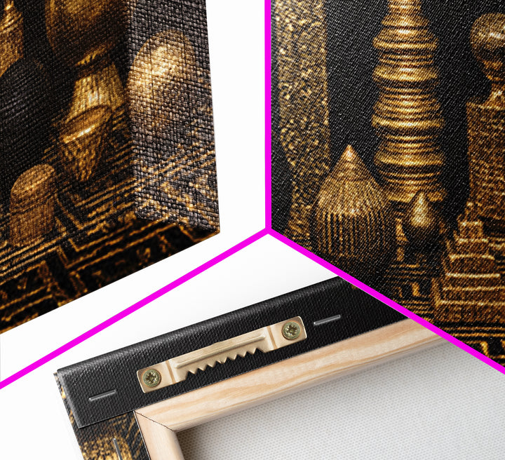Gold Tribal Sculpture Still Life Wall Art, African Art Decor Canvas Print, Black Gold Luxury Canvas, Statement Home Decor