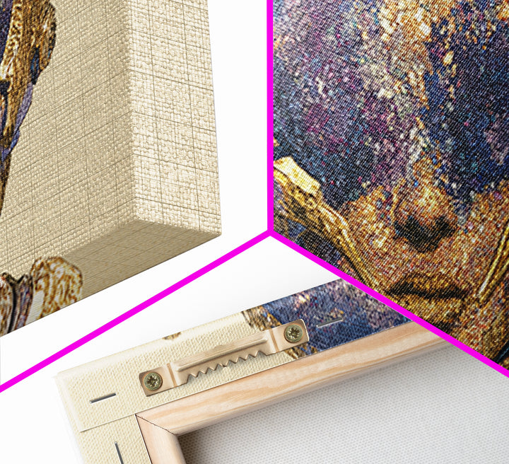 Cosmic Gold Goddess Face Wall Art, African Abstract Portrait, Mystical Afrocentric Decor, Fantasy Figure Luxury Canvas Print