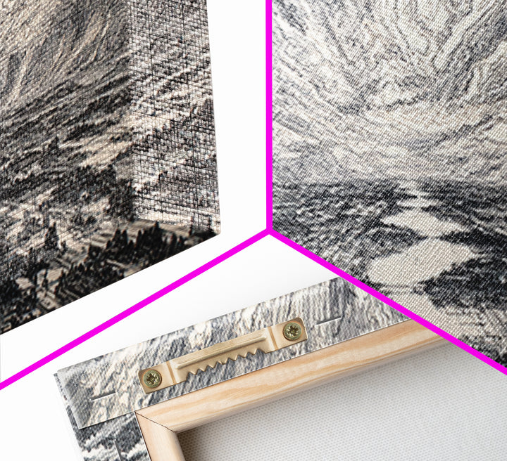 Black And White Etched River Valley Wall Art, African Landscape Print, Dramatic Sky Minimalist Office Decor, Fine Art Gift
