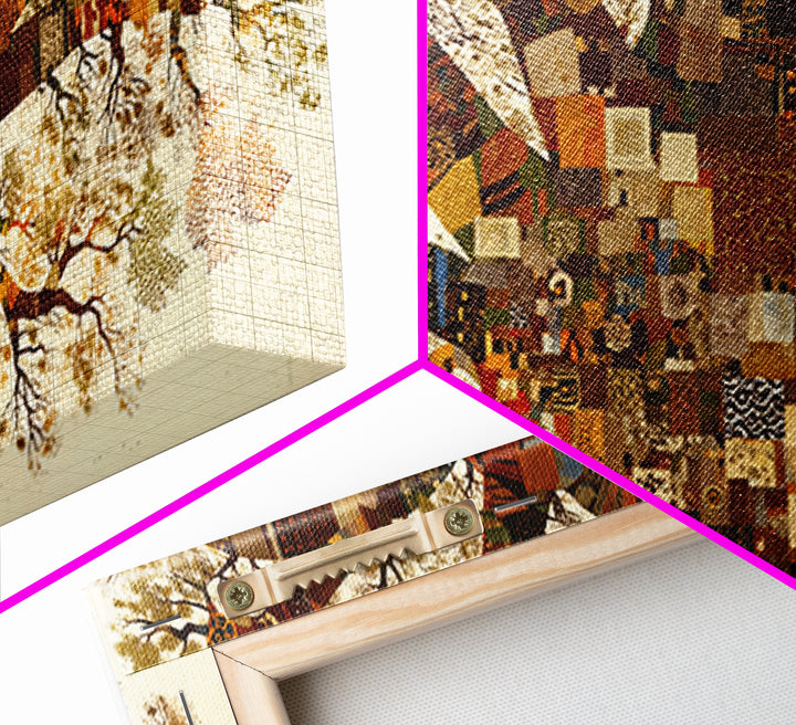 Patchwork Baobab Tree Wall Art, African Fabric Canvas Print, Ankara Pattern Decor, Afrocentric Statement Home Decor Gift