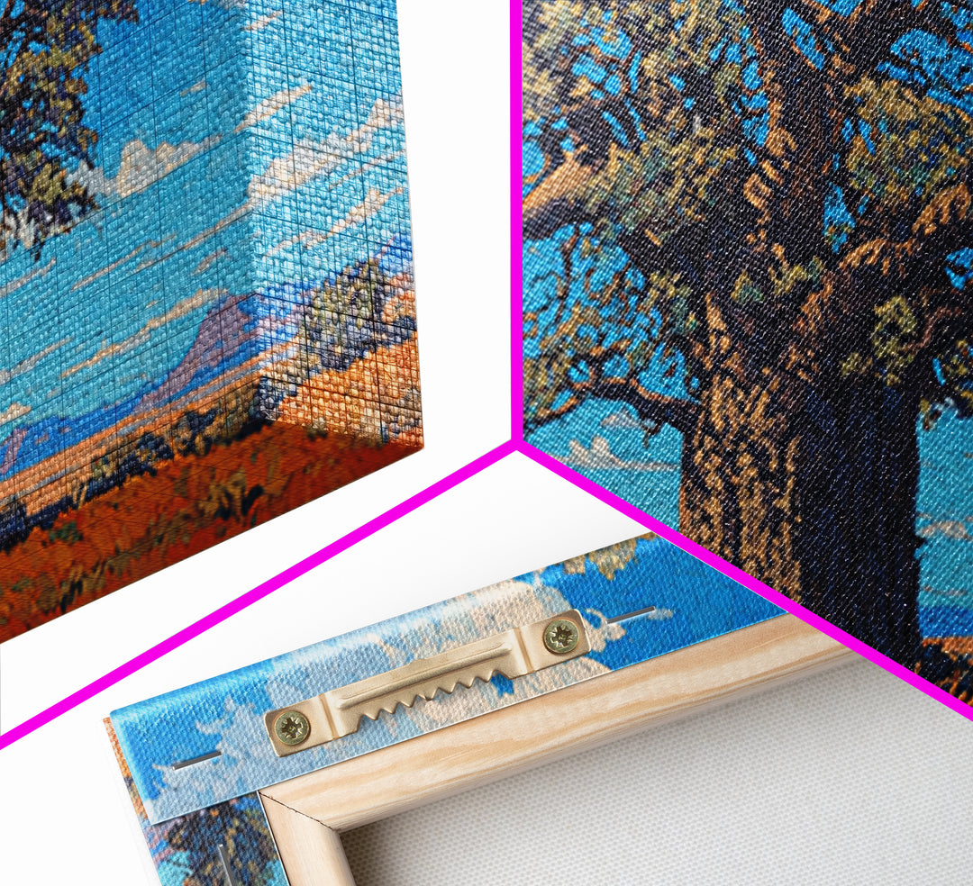Sunlit Baobab Tree Canvas Print, African Landscape Wall Art, Blue Sky Safari Decor, Nature Scene Art, Unique Home Decor Gift