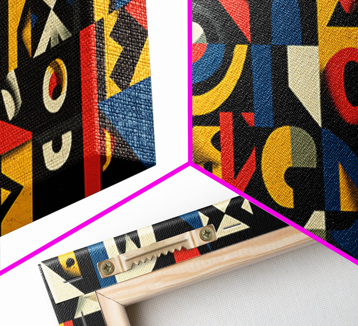 Modern African Geometric Shapes Wall Art, Primary Color Abstract Canvas Decor, Afrocentric Pattern Print, Bold Home Accent