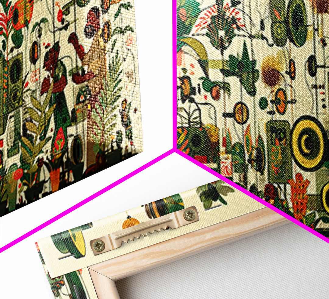 Vibrant African Garden Music Festival Canvas Print, Afrocentric Wall Decor, Black Culture Art, Botanical Living Room Art