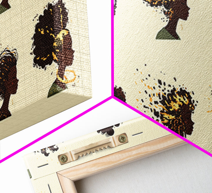 African Women Hairstyle Portraits Wall Art, Black Woman Art, Afrocentric Decor, Melanin Prints, Feminine Home Decor Gift