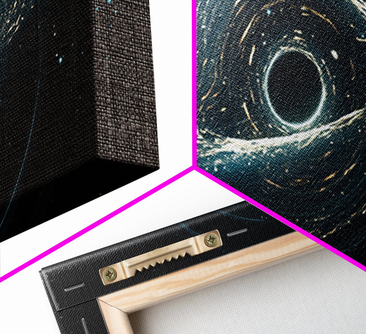 Luminous Cosmic Black Hole Canvas Print, Modern Galaxy Wall Art, Blue Abstract Space Decor For Bedroom Office Home Art Gift