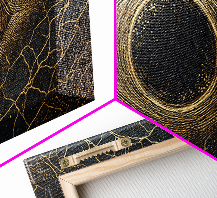 Golden Cosmic Eye Wall Art, Black And Gold Abstract Art, Mystical Wall Decor, Modern Canvas Art, Spiritual Statement Decor