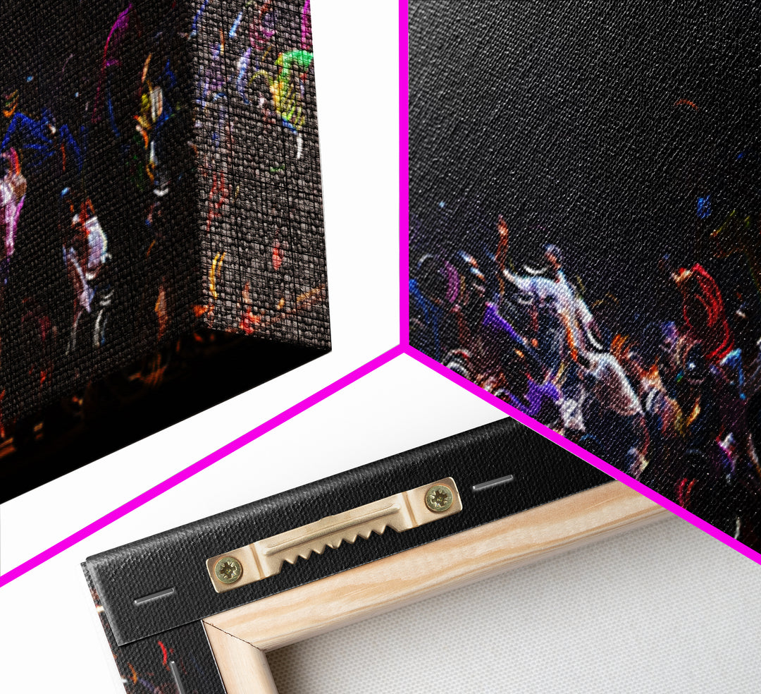Night Festival African Dance Troupe Canvas Print, Dramatic Black Wall Art, Cultural Celebration Decor, Afrocentric Artwork