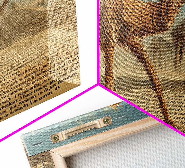 Desert Camel Caravan In Script Texture Canvas Print, African Safari Art, Earth Tone Wall Decor, Boho Living Room Art Gift