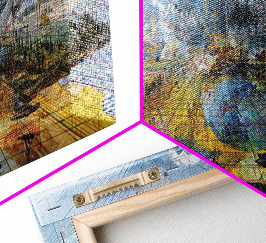 Abstract Coastal African Cityscape Wall Art, Modern Landscape Canvas Decor, Blue Ocean Skyline, Luxury Office Home Decor Gift