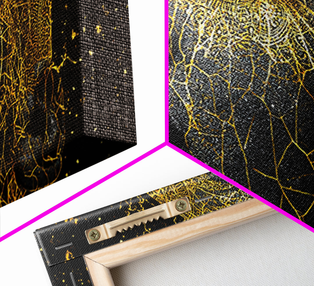 Golden Cracked Black Face Portrait Canvas Print, Abstract African Art, Melanin Artwork, Modern Black Art Decor, Gift For Him