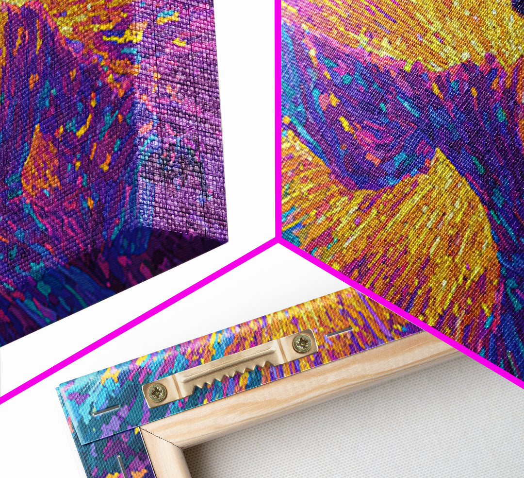Radiant Purple Robed Dancer In Color Burst Wall Art, Black Culture Art, Vibrant Afrocentric Canvas Print, Home Decor Gift