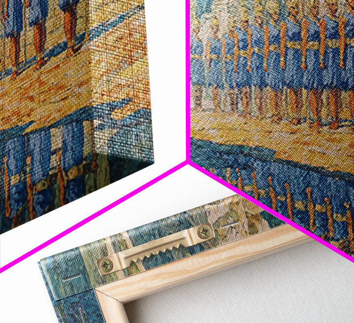 Blue Palace Guard Procession Canvas Print, African Warrior Art, Royal Cultural Wall Decor, Statement Living Room Artwork