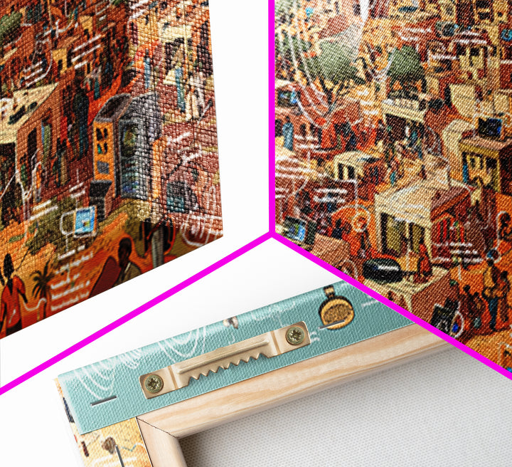 Futuristic Desert African City Wall Art, Afrocentric Urban Landscape, Modern African Art Print, Cultural Home Decor Gift