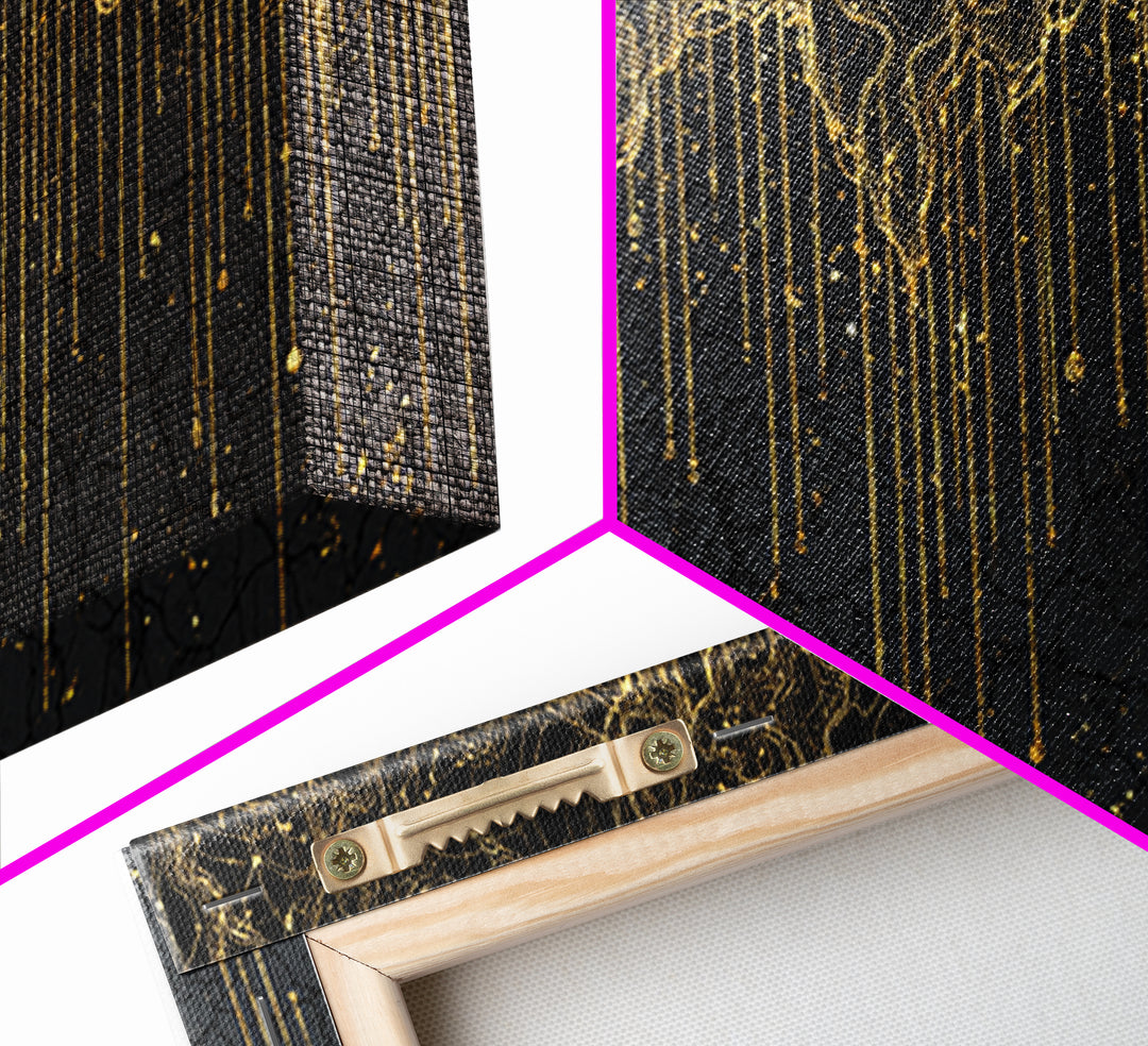 Black Gold Drip Abstract Wall Art, Luxury Canvas Print, Modern African Art Decor, Textured Statement Wall Decor Gift For Home