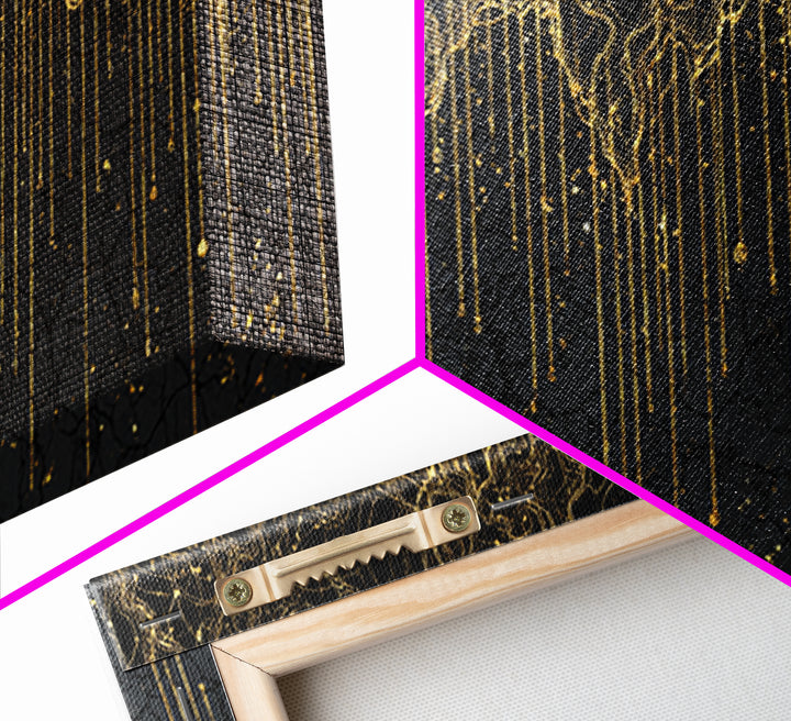 Black Gold Drip Abstract Wall Art, Luxury Canvas Print, Modern African Art Decor, Textured Statement Wall Decor Gift For Home