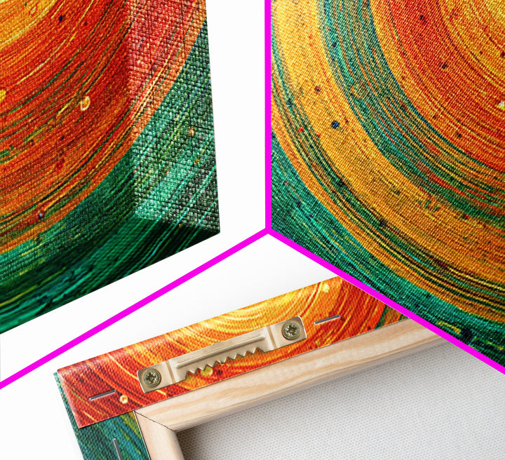 Teal Orange Cosmic Spiral Canvas Print, Abstract African Inspired Wall Art, Vibrant Modern Decor, Boho Statement Gift For Home