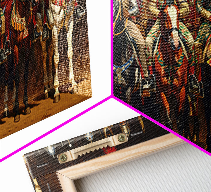 African Warrior Horsemen Canvas Print, Royal Cavalry Portrait Wall Art, Tribal Queen Decor, Bold Cultural Home Decor Gift