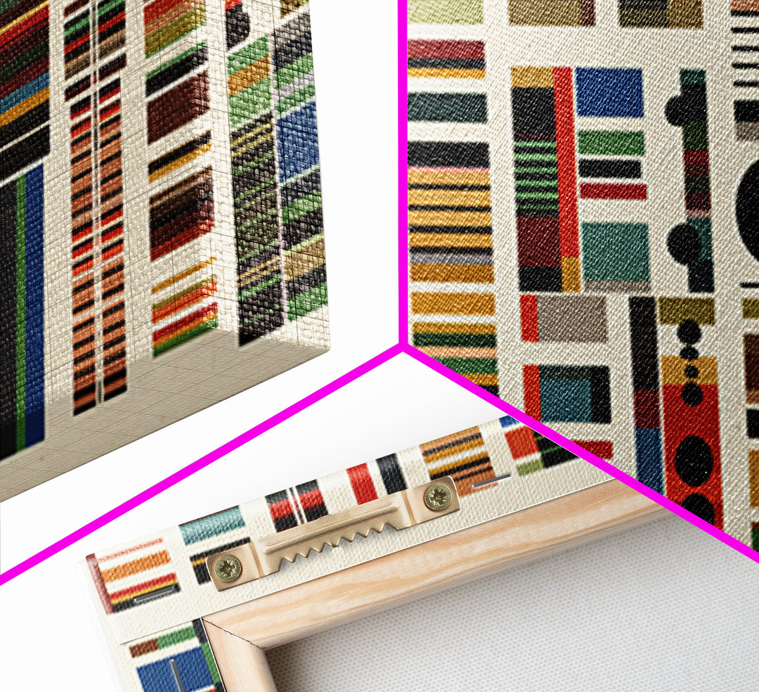 Minimalist African Textile Wall Art, Earth Tone Stripe Canvas Print, Kuba Inspired Geometric Decor For Modern Living Room