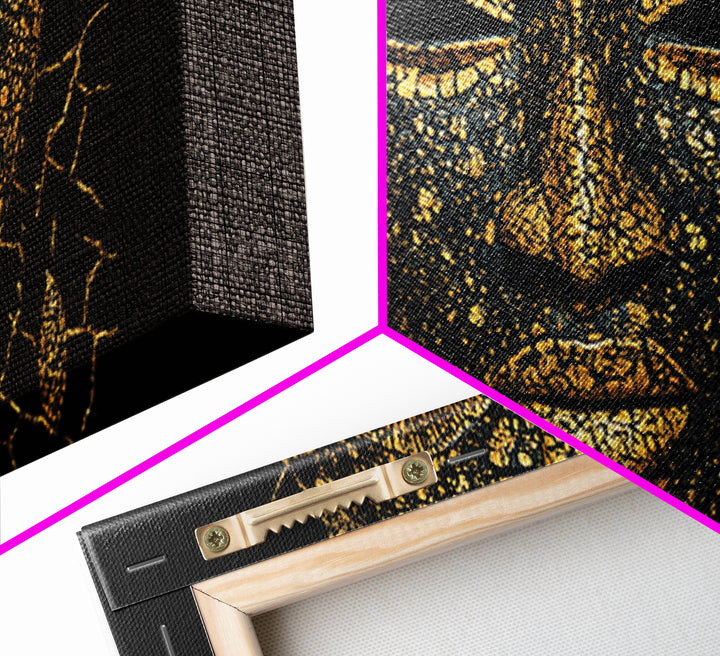 Gold Black African Mask Portrait Wall Art, Textured Tribal Mask Canvas Print, Elegant Afrocentric Decor, Luxury Home Decor