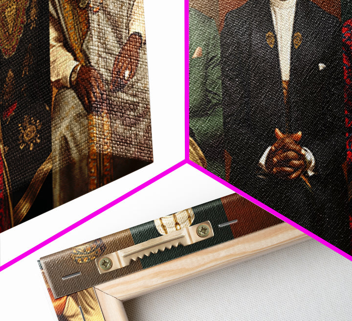 Five Regal African Kings Framed Canvas Print, Royal Portrait Wall Art, Black Men Cultural Decor, Afrocentric Home Decor Gift