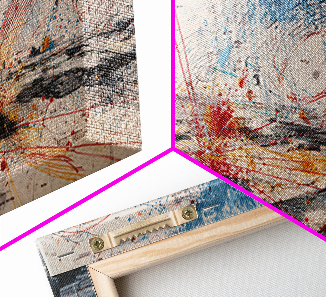 Abstract Battlefield Energy Canvas Print, Modern Abstract Art, Bold Office Art, Red Blue Contemporary Statement Wall Decor