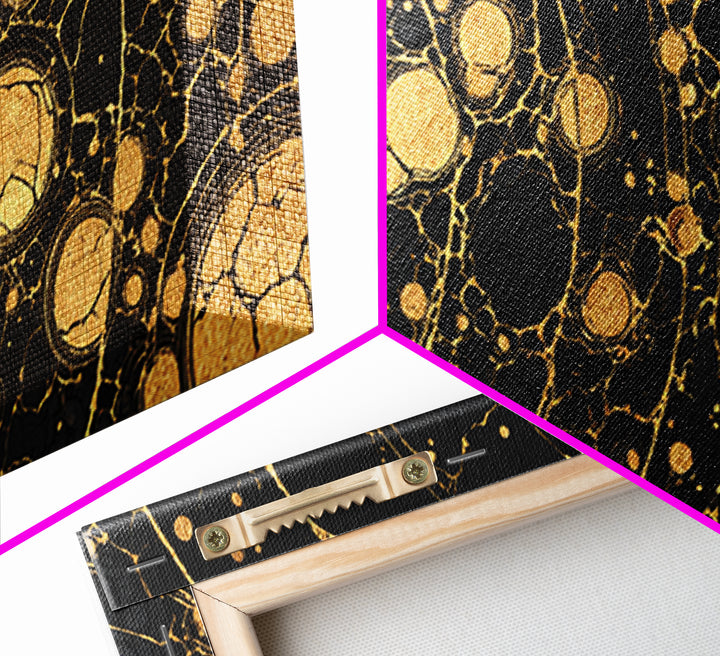 Black And Gold Abstract Circles Canvas Print, Luxury Modern African Art Decor, Geometric Wall Art, Statement Home Decor Gift