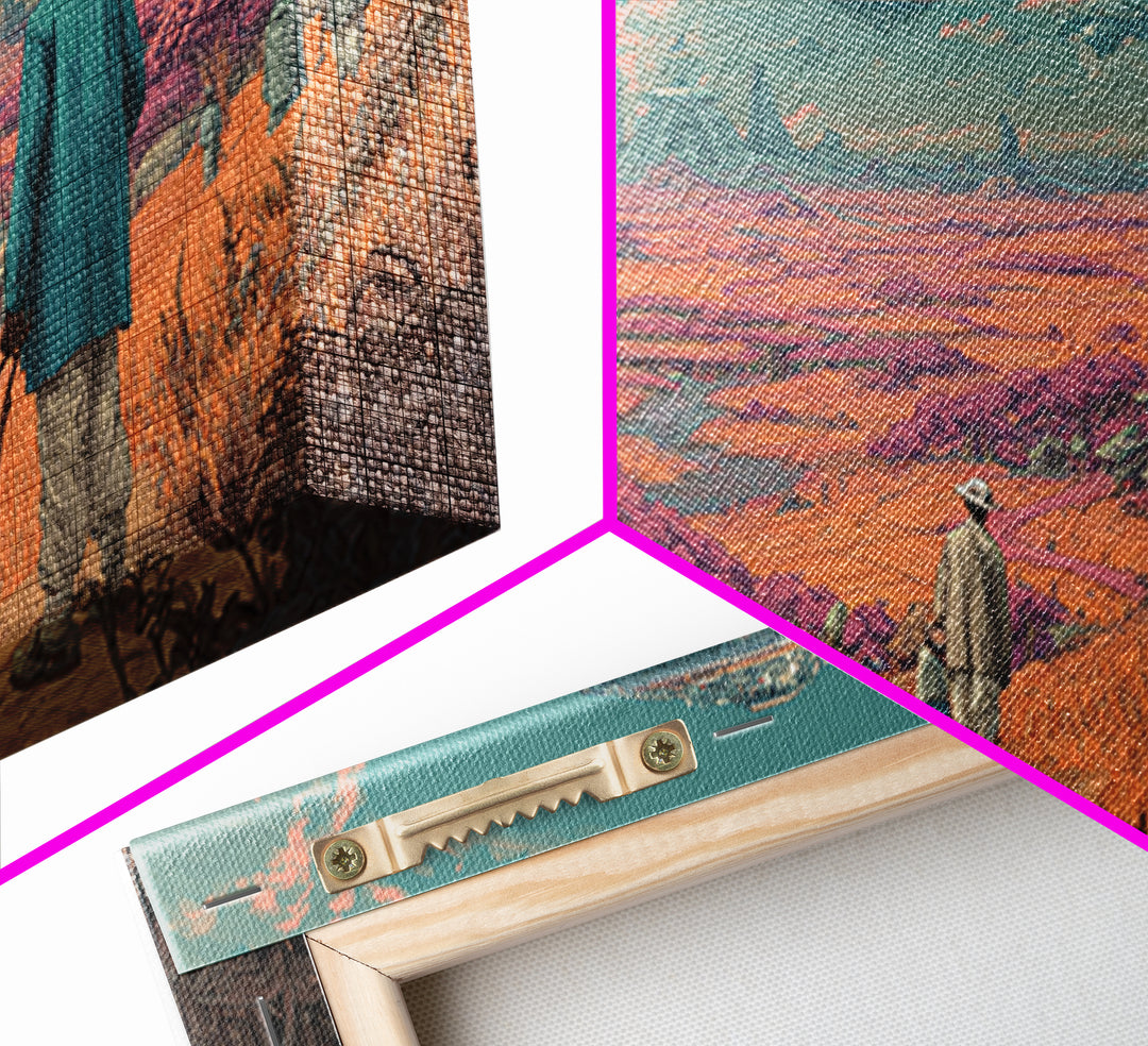 Afrofuturist Traveler In Pink Alien Savannah Canvas Print, African Sci Fi Wall Art, Dreamy Landscape, Unique Home Decor
