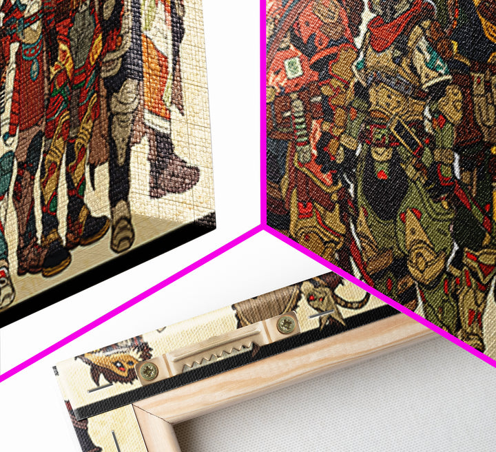 Masked Animal Tribe Wall Art, African Warrior Art Canvas Print, Tribal Fantasy Illustration Decor For Bold Home Gallery Room