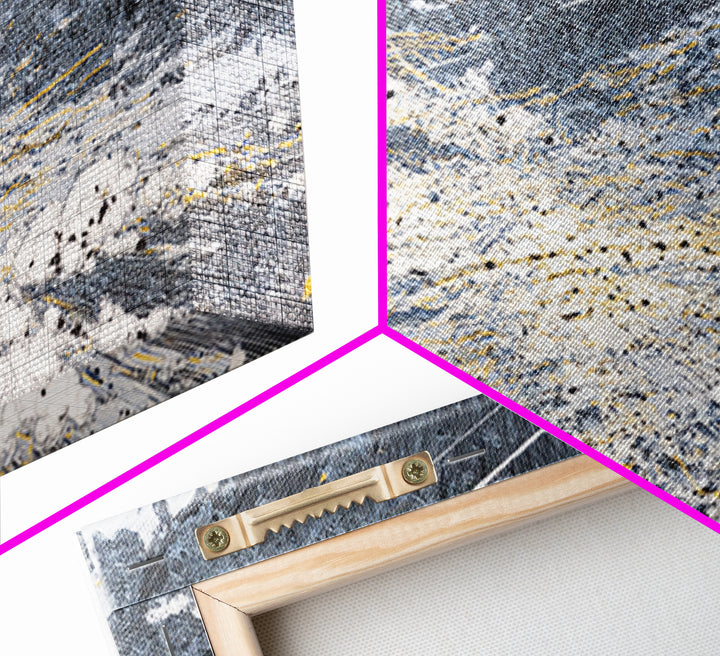Abstract Ocean Clouds With Gold Network Wall Art, Textured Art Print, Blue Gray Modern Art, Dreamy Wall Art, Office Decor