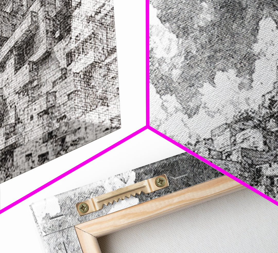 Black And White African City Sketch Wall Art, Urban Landscape Drawing, Minimalist Architecture Print, Modern Home Office Decor