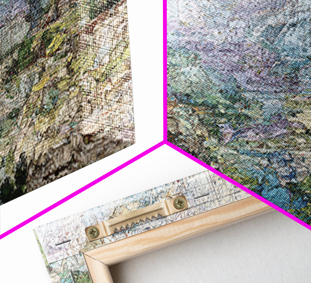 Large Abstract African Valley River Map Canvas Print, Earth Tone Landscape Wall Decor, Modern Textured Art For Living Room