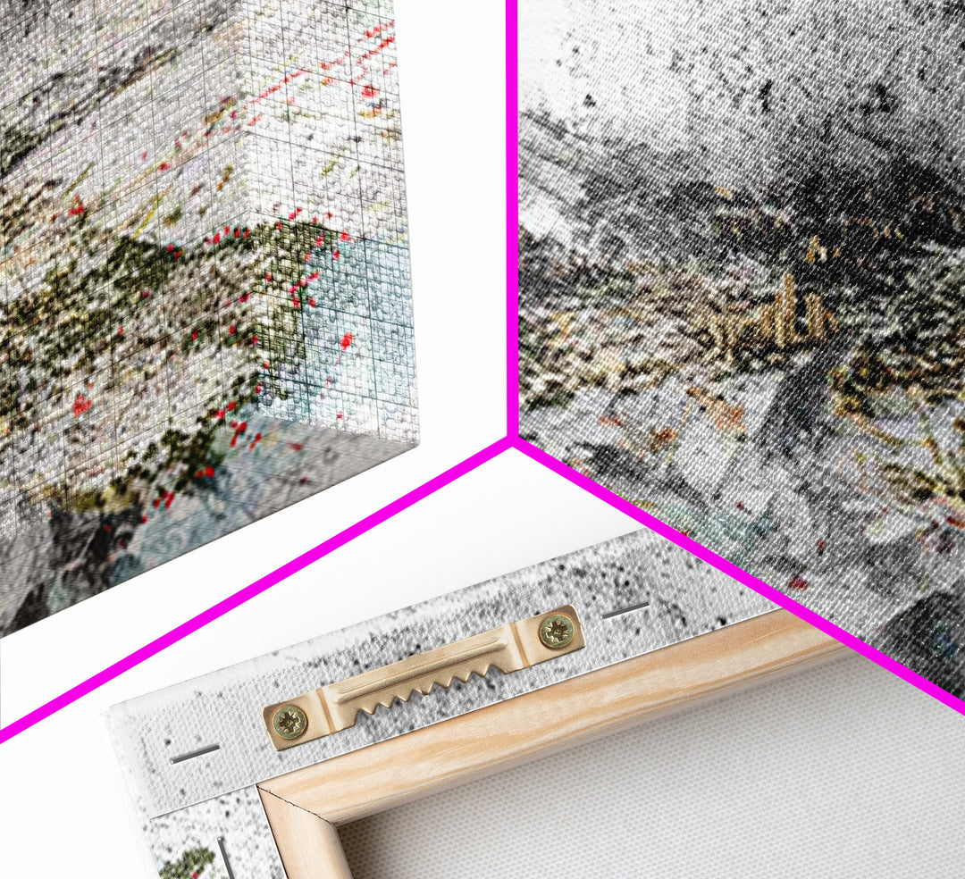Monochrome Abstract Future City Wall Art, African Inspired Urban Landscape Print, Modern Office Decor, Large Canvas Decor
