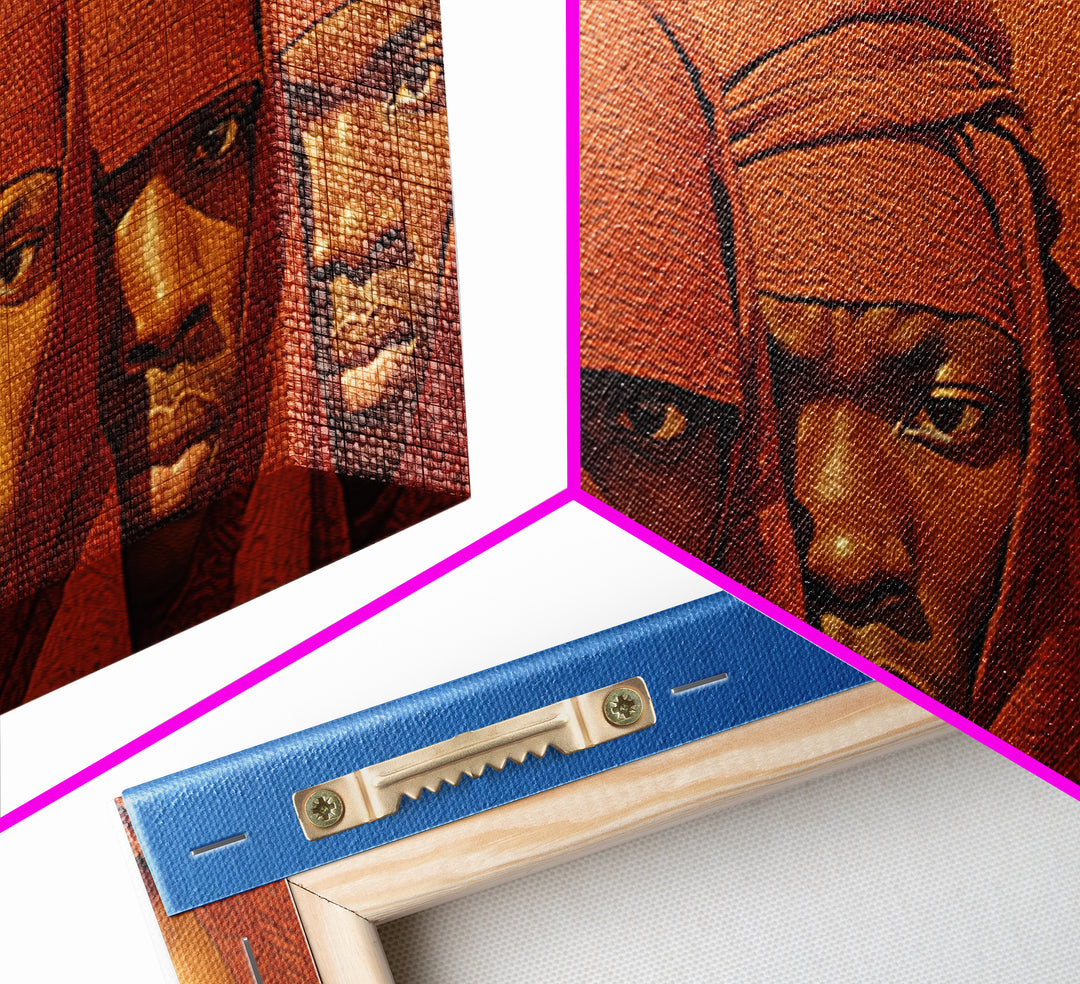 Red Hooded African Warrior Portraits Canvas Print, Black Men Wall Decor, African American Art, Bold Cultural Home Decor Gift